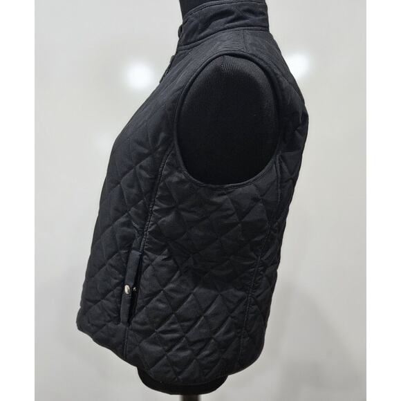 Chaps Black Quilted Reversible Vest Solid Red Snap Pockets Full Zip Medium - Picture 6 of 10